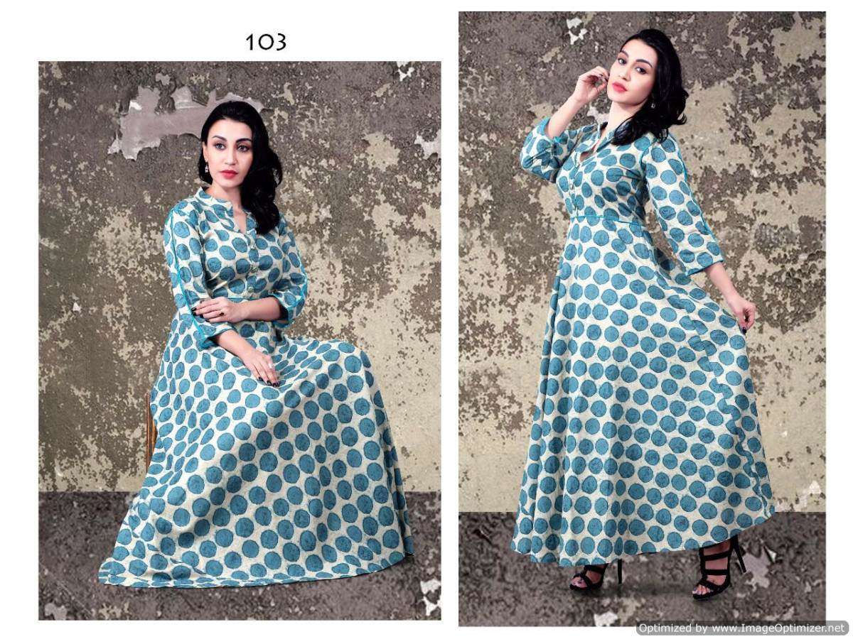 ZIA VOL-2 BY JUGNII 101 TO 108 SERIES DESIGNER BEAUTIFUL STYLISH FANCY COLORFUL PARTY WEAR & OCCASIONAL WEAR PURE COTTON GOWNS AT WHOLESALE PRICE