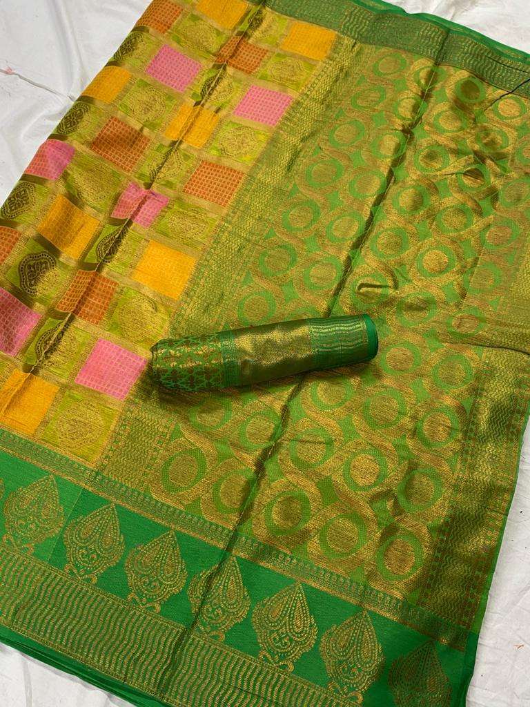 SRIKANYA BY FASHID WHOLESALE 1001 TO 1004 SERIES P INDIAN TRADITIONAL WEAR COLLECTION BEAUTIFUL STYLISH FANCY COLORFUL PARTY WEAR & OCCASIONAL WEAR ORGANZA SILK SAREES AT WHOLESALE PRICE