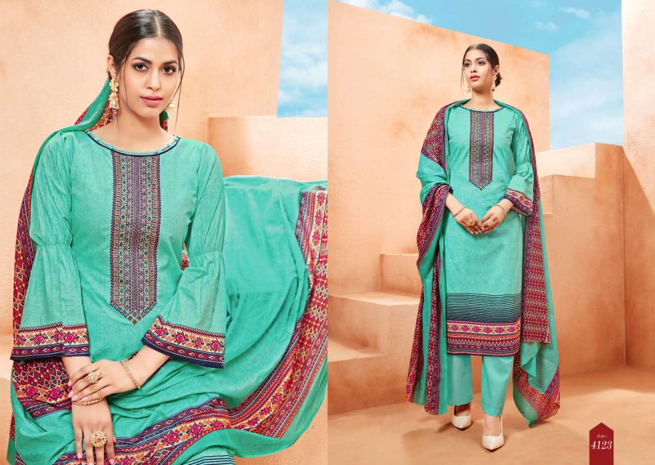 AAFIYA BY SB TRENDZ 4121 TO 4130 SERIES BEAUTIFUL STYLISH SHARARA SUITS FANCY COLORFUL CASUAL WEAR & ETHNIC WEAR & READY TO WEAR CAMBRIC COTTON DRESSES AT WHOLESALE PRICE