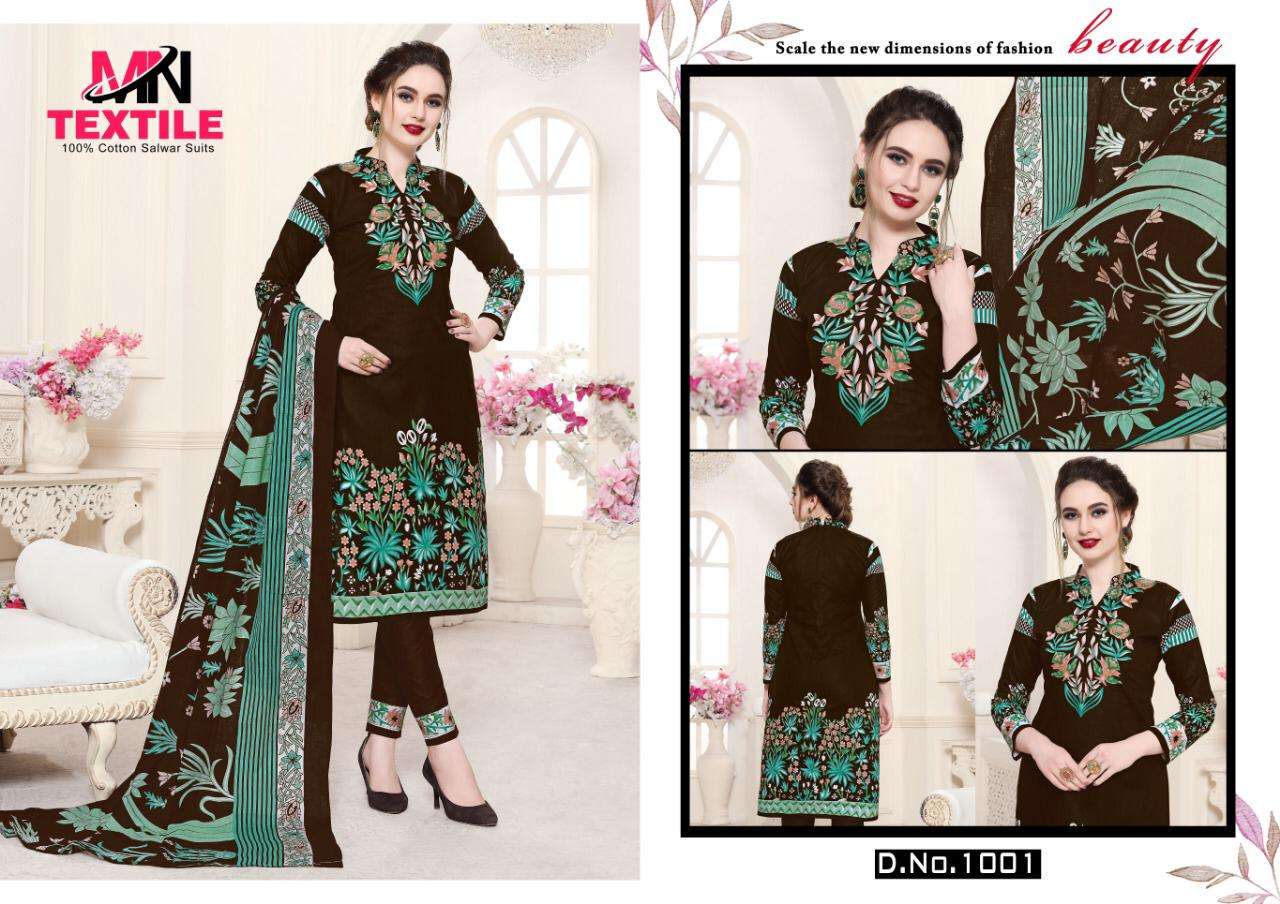 SHABNAM KARACHI QUEEN BY MN TEXTILE 1001 TO 1010 SERIES BEAUTIFUL SUITS STYLISH FANCY COLORFUL PARTY WEAR & OCCASIONAL WEAR COTTON PRINTED DRESSES AT WHOLESALE PRICE