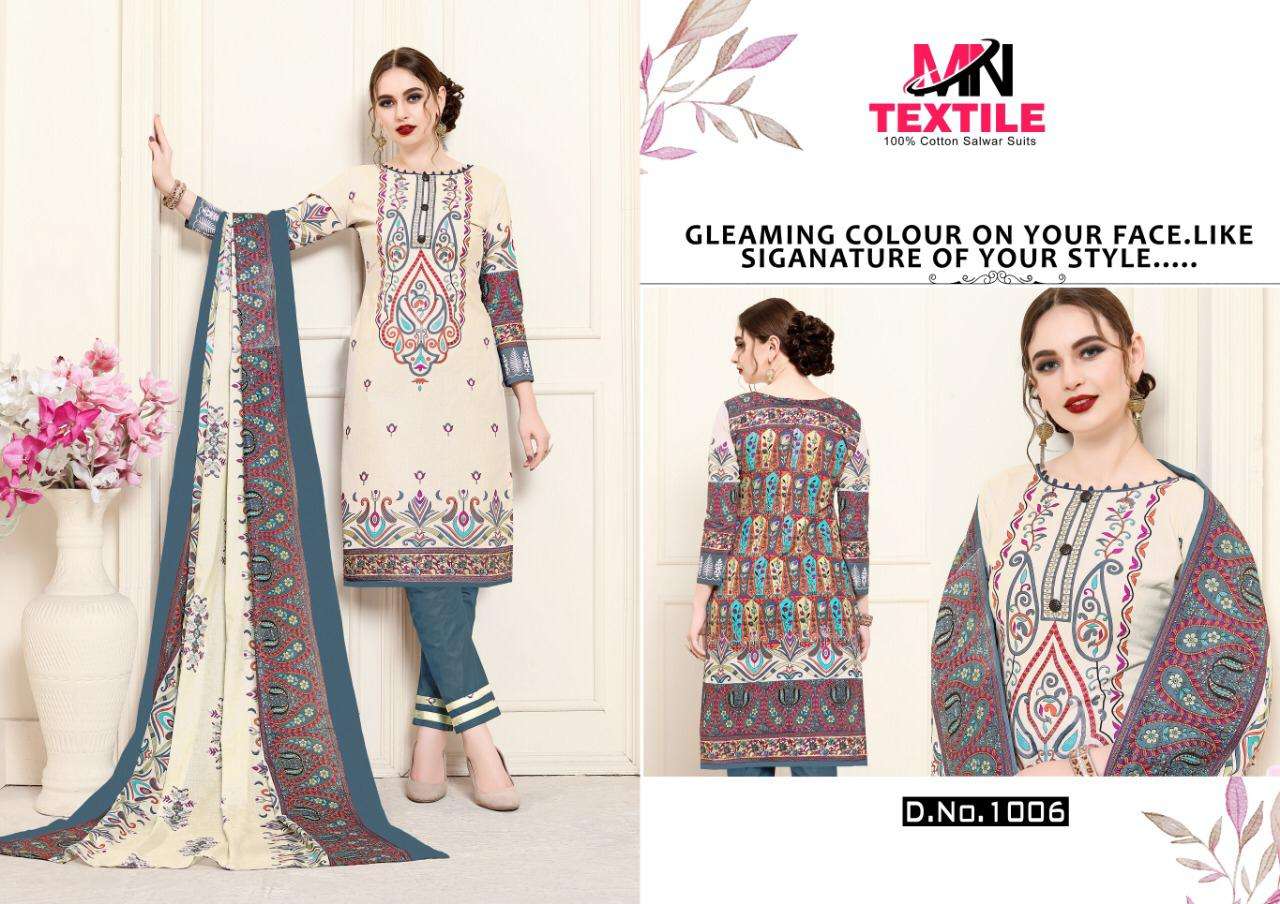 SHABNAM KARACHI QUEEN BY MN TEXTILE 1001 TO 1010 SERIES BEAUTIFUL SUITS STYLISH FANCY COLORFUL PARTY WEAR & OCCASIONAL WEAR COTTON PRINTED DRESSES AT WHOLESALE PRICE