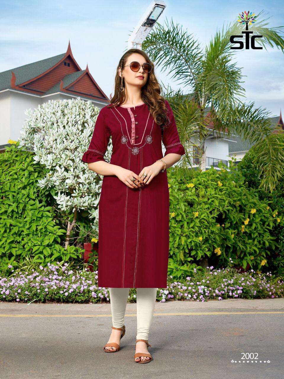 AARVI VOL-2 BY STC 2001 TO 2006 SERIES BEAUTIFUL COLORFUL STYLISH FANCY CASUAL WEAR & ETHNIC WEAR & READY TO WEAR RAYON 14 KG WITH HANDWORK KURTIS AT WHOLESALE PRICE
