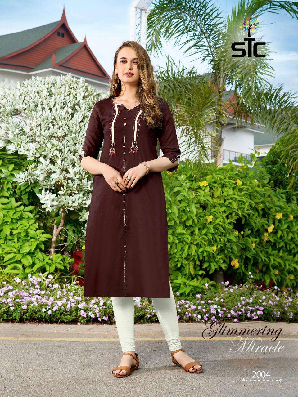 AARVI VOL-2 BY STC 2001 TO 2006 SERIES BEAUTIFUL COLORFUL STYLISH FANCY CASUAL WEAR & ETHNIC WEAR & READY TO WEAR RAYON 14 KG WITH HANDWORK KURTIS AT WHOLESALE PRICE