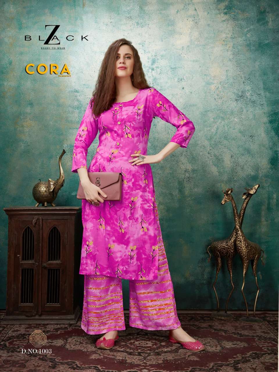 CORA VOL-3 BY Z BLACK 1001 TO 1006 SERIES BEAUTIFUL COLORFUL STYLISH FANCY CASUAL WEAR & READY TO WEAR RAYON PRINTED KURTIS AT WHOLESALE PRICE