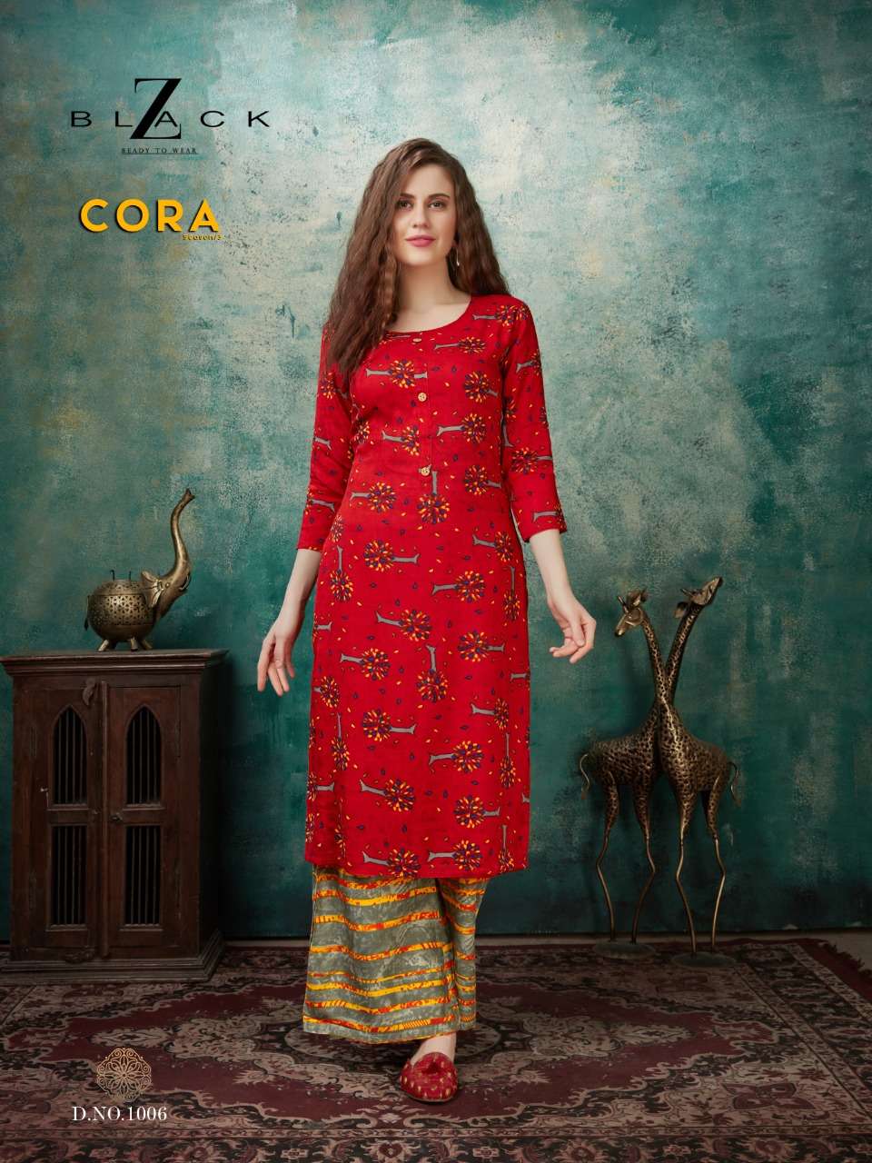 CORA VOL-3 BY Z BLACK 1001 TO 1006 SERIES BEAUTIFUL COLORFUL STYLISH FANCY CASUAL WEAR & READY TO WEAR RAYON PRINTED KURTIS AT WHOLESALE PRICE