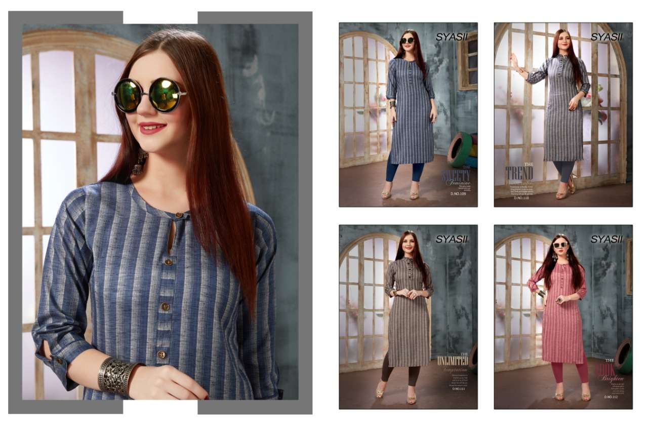 OVVI VOL-1 BY SYASII 105 TO 108 SERIES BEAUTIFUL COLORFUL STYLISH FANCY CASUAL WEAR & READY TO WEAR COTTON PRINTED KURTIS AT WHOLESALE PRICE