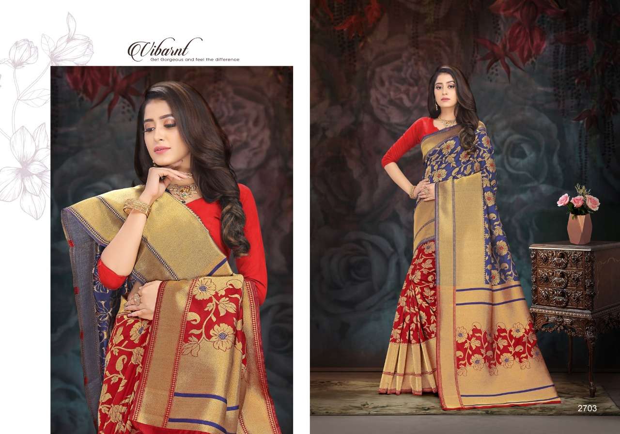 AUDI SILK BY RAGHAV FASHION 2701 TO 2706 SERIES INDIAN TRADITIONAL WEAR COLLECTION BEAUTIFUL STYLISH FANCY COLORFUL PARTY WEAR & OCCASIONAL WEAR SILK JACQUARD PRINTED SAREES AT WHOLESALE PRICE