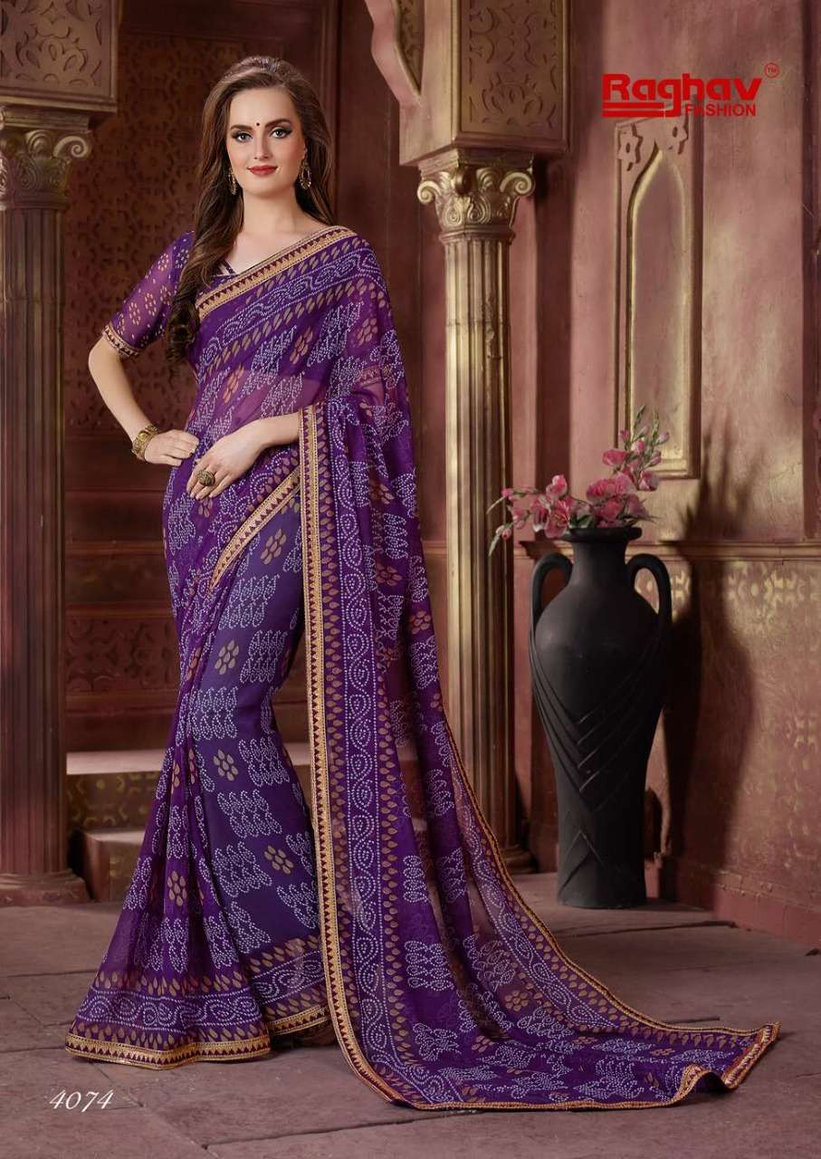 GANGOR VOL-8 BY RAGHAV FASHION 4071 TO 4080 SERIES INDIAN TRADITIONAL WEAR COLLECTION BEAUTIFUL STYLISH FANCY COLORFUL PARTY WEAR & OCCASIONAL WEAR GEORGETTE PRINTED SAREES AT WHOLESALE PRICE