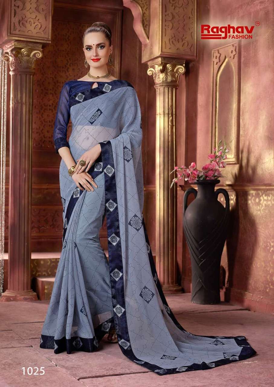 HIMANSHI VOL-3 BY RAGHAV FASHION 1031 TO 1030 SERIES INDIAN TRADITIONAL WEAR COLLECTION BEAUTIFUL STYLISH FANCY COLORFUL PARTY WEAR & OCCASIONAL WEAR CHIFFON PRINTED SAREES AT WHOLESALE PRICE