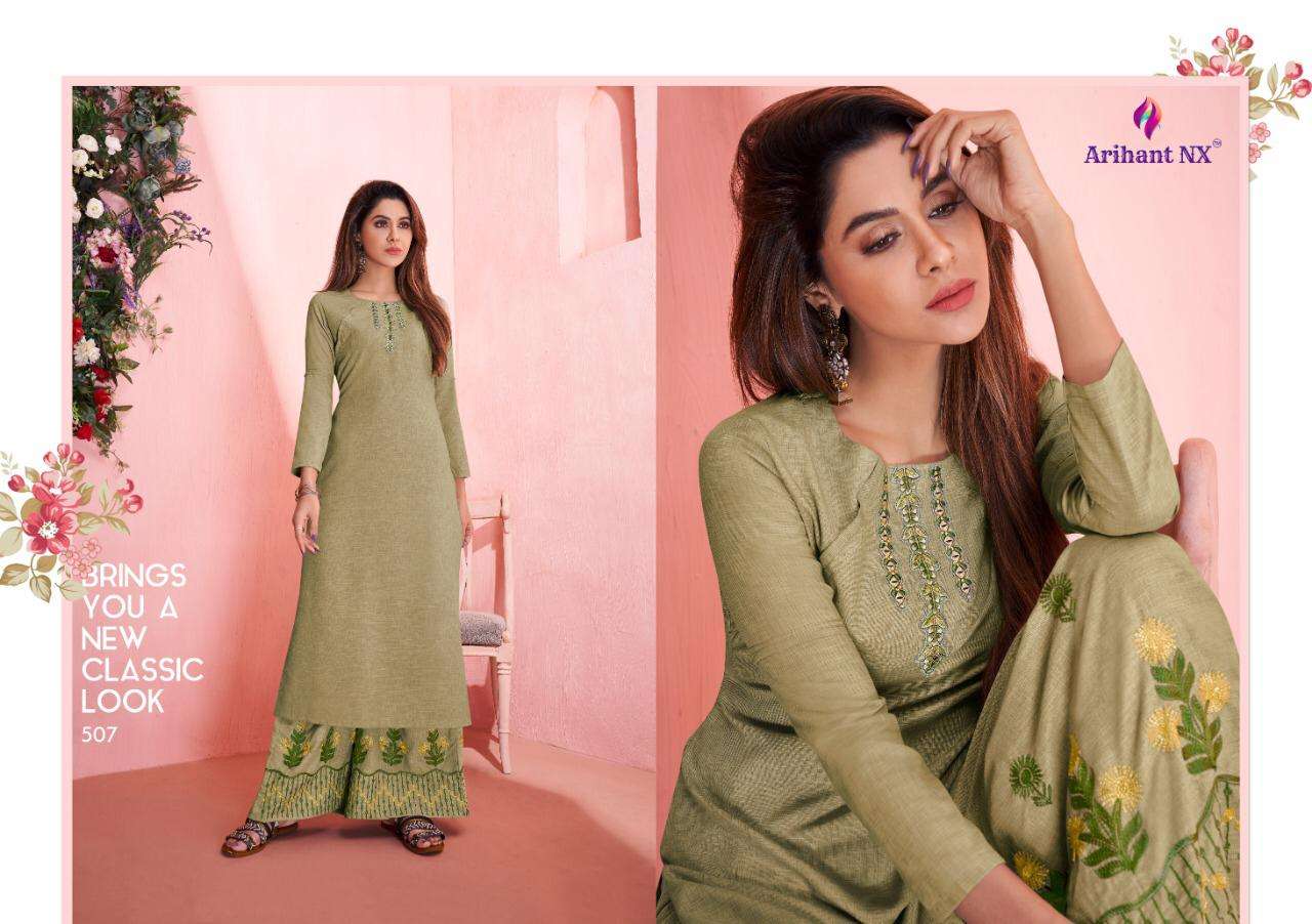 Arihant NX Viscose Silk New Designer Embroidery Work Kurtis With Palazzo  Collection - The Ethnic World