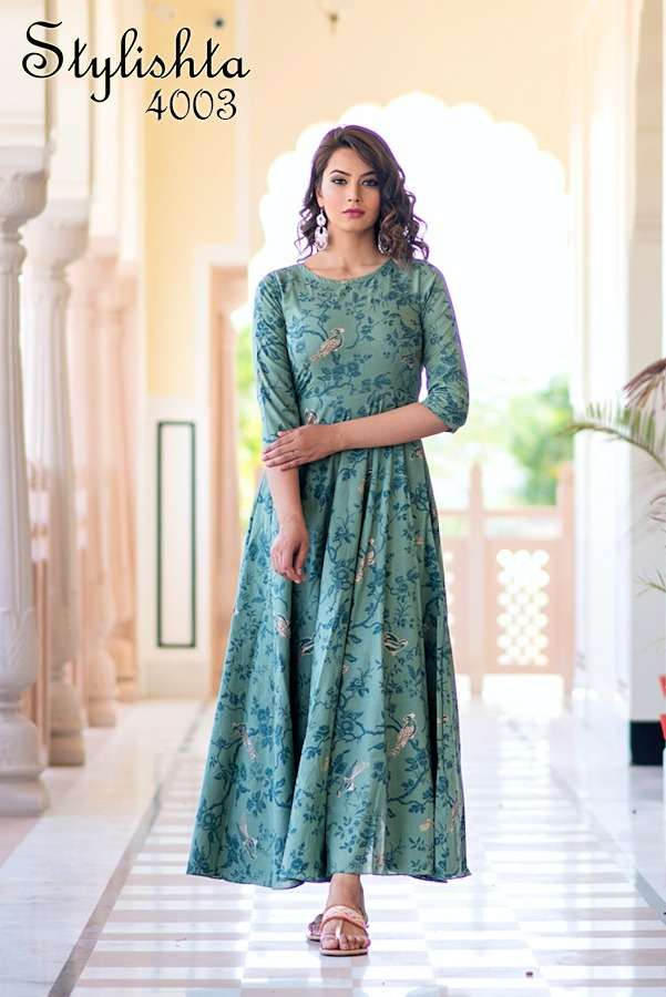 Stylishta Vol-2 By Kaamiri 4001 To 4004 Series Beautiful Colorful Stylish Fancy Casual Wear & Ethnic Wear & Ready To Wear Muslin Digital Printed Gowns At Wholesale Price