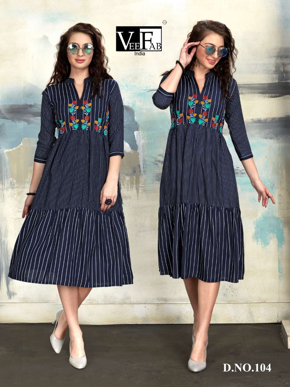 SPRING BY VEE FAB 101 TO 106 SERIES STYLISH COLORFUL FANCY BEAUTIFUL CASUAL WEAR & ETHNIC WEAR HEAVY RAYON LINING KURTIS AT WHOLESALE PRICE
