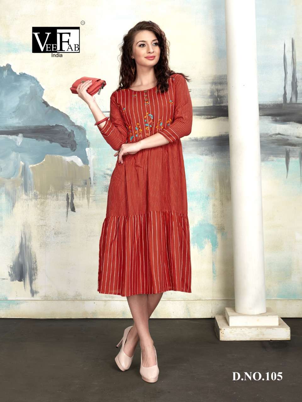 SPRING BY VEE FAB 101 TO 106 SERIES STYLISH COLORFUL FANCY BEAUTIFUL CASUAL WEAR & ETHNIC WEAR HEAVY RAYON LINING KURTIS AT WHOLESALE PRICE