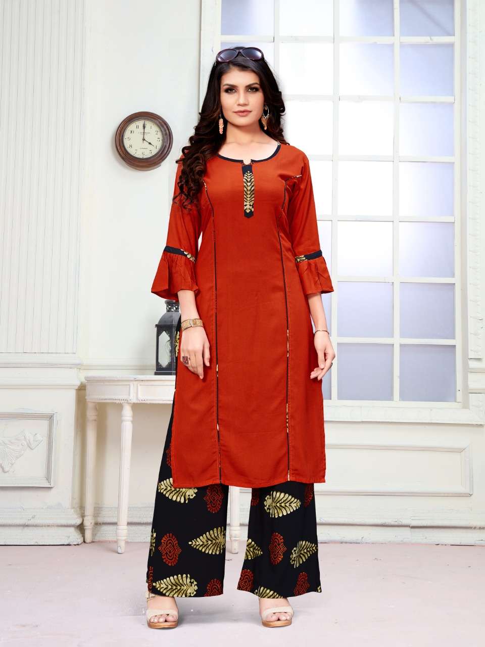 PLAZZO WORLD VOL-1 BY WATERMELON 1001 TO 1008 SERIES BEAUTIFUL STYLISH FANCY COLORFUL CASUAL WEAR & ETHNIC WEAR & READY TO WEAR HEAVY RAYON KURTIS WITH BOTTOM AT WHOLESALE PRICE