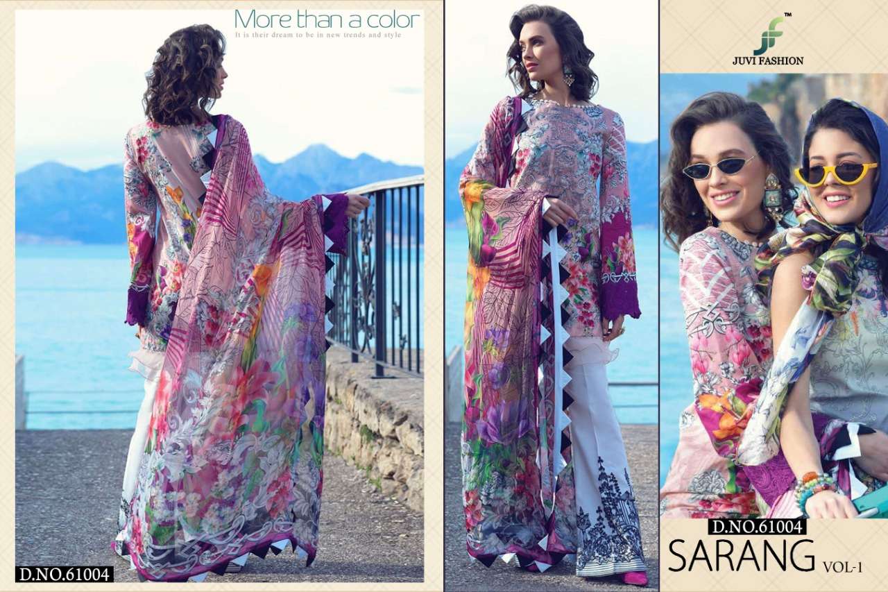 SARANG BY JUVI FASHION 6001 TO 6006 SERIES BEAUTIFUL PAKISTANI SUITS COLORFUL STYLISH FANCY CASUAL WEAR & ETHNIC WEAR PURE COTTON LAWN WITH EMBROIDERY DRESSES AT WHOLESALE PRICE