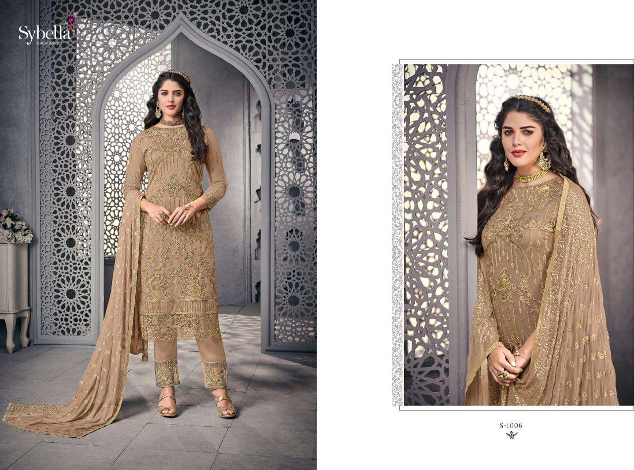 The Royal Saga By Sybella Creation S-1001 To S-1008 Series Beautiful Sharara Suits Stylish Fancy Colorful Party Wear & Ethnic Wear Net Embroidered Dresses At Wholesale Price
