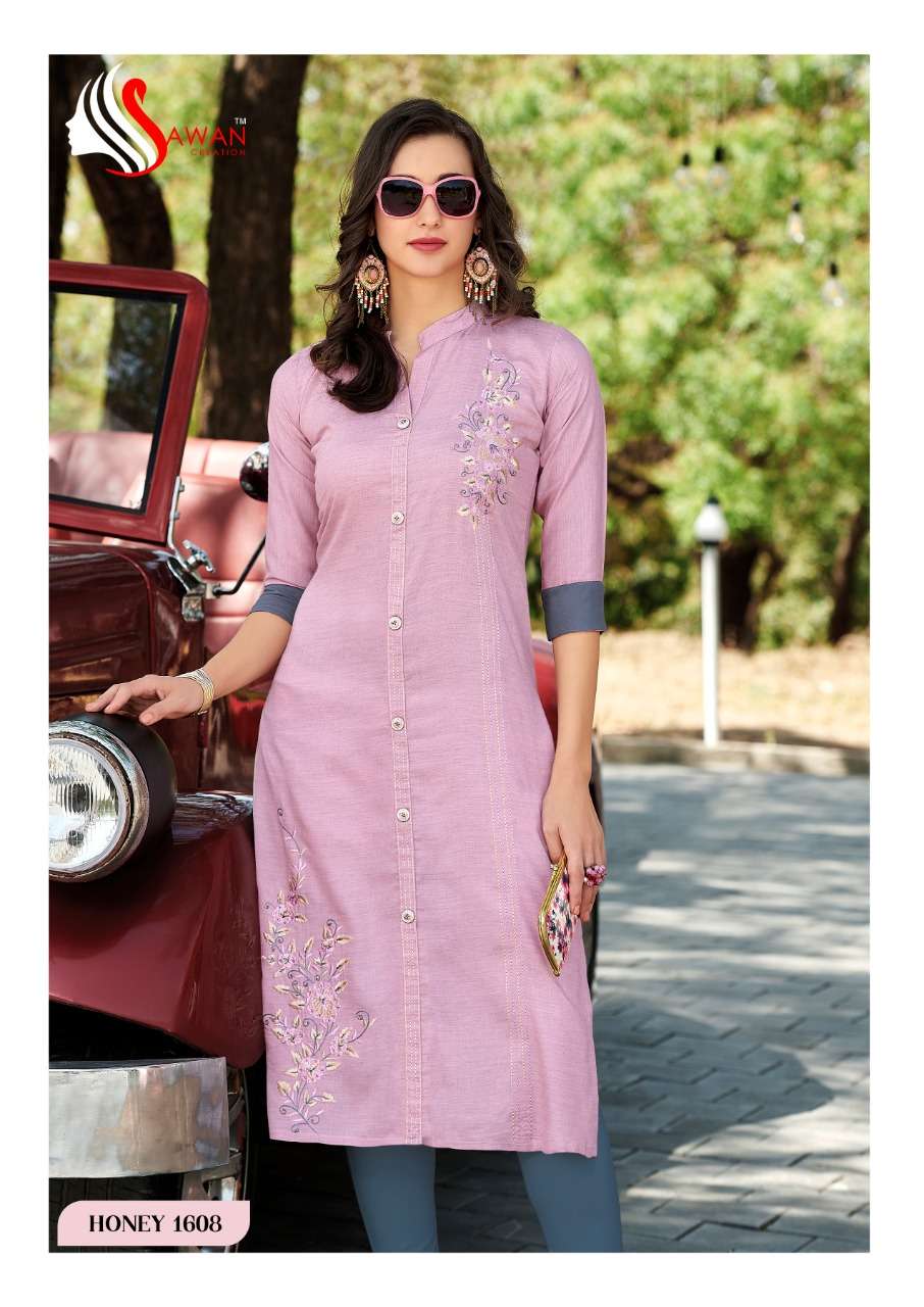 HONEY VOL-16 BY SAWAN CREATION 1601 TO 1612 SERIES STYLISH FANCY BEAUTIFUL COLORFUL CASUAL WEAR & ETHNIC WEAR 14 KG RAYON  KURTIS AT WHOLESALE PRICE