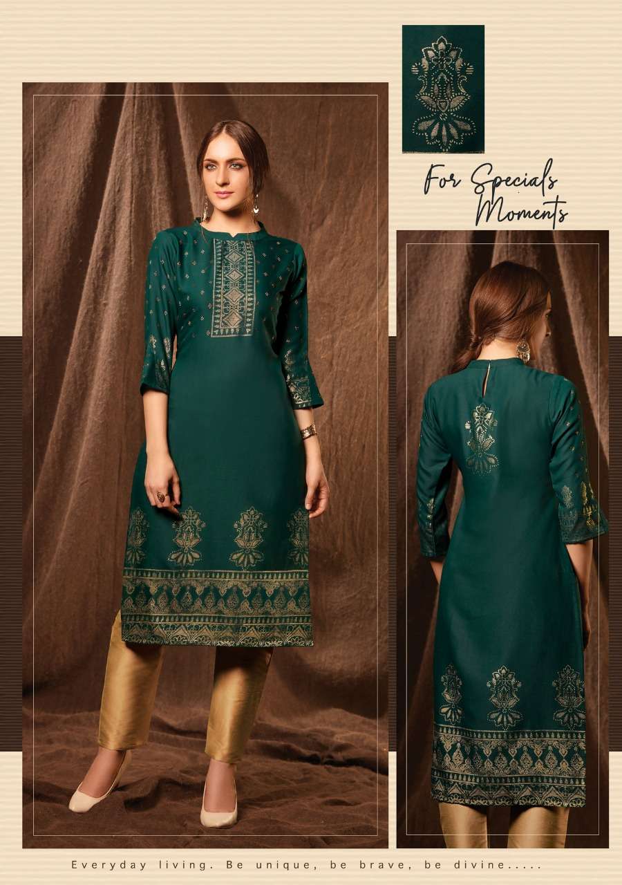 GRACE VOL-2 BY FEMINISTA 101 TO 108 SERIES STYLISH FANCY BEAUTIFUL COLORFUL CASUAL WEAR & ETHNIC WEAR HEAVY WEAVING RAYON FOIL PRINT KURTIS AT WHOLESALE PRICE