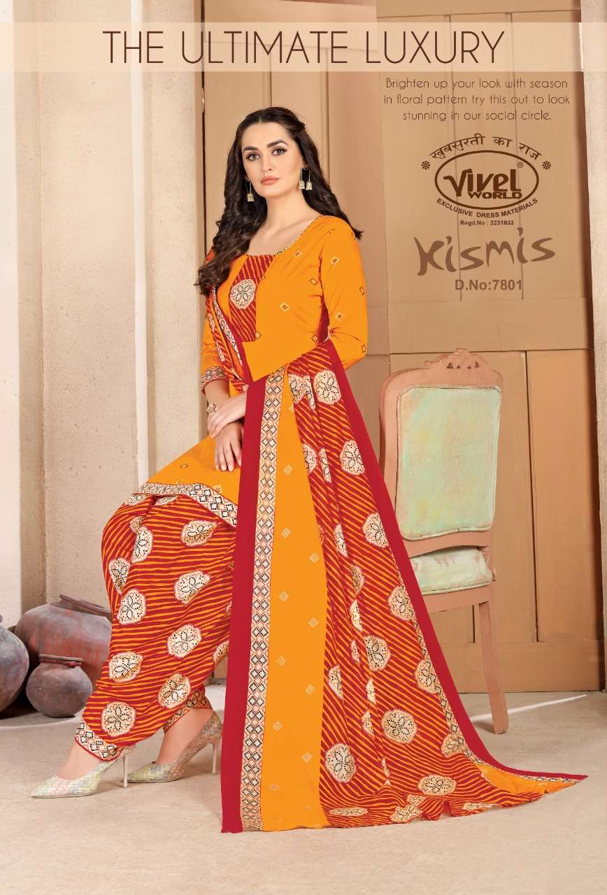 KIS MIS BY VIVEL WORLD 7801 TO 7810 SERIES DESIGNER PATIYALA SUITS BEAUTIFUL FANCY COLORFUL STYLISH PARTY WEAR & ETHNIC WEAR PURE COTTON PRINTED DRESSES AT WHOLESALE PRICE