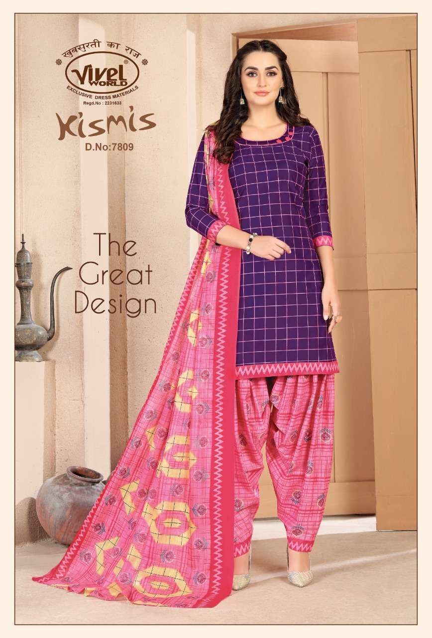 KIS MIS BY VIVEL WORLD 7801 TO 7810 SERIES DESIGNER PATIYALA SUITS BEAUTIFUL FANCY COLORFUL STYLISH PARTY WEAR & ETHNIC WEAR PURE COTTON PRINTED DRESSES AT WHOLESALE PRICE