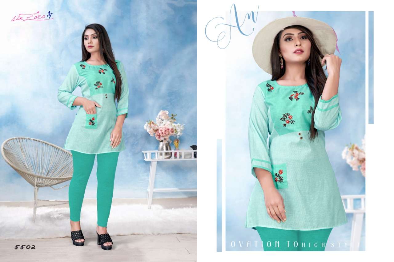 BLOOM BY SINZARA 5501 TO 5505 SERIES STYLISH FANCY BEAUTIFUL COLORFUL CASUAL WEAR & ETHNIC WEAR COTTON EMBROIDERY KURTIS AT WHOLESALE PRICE