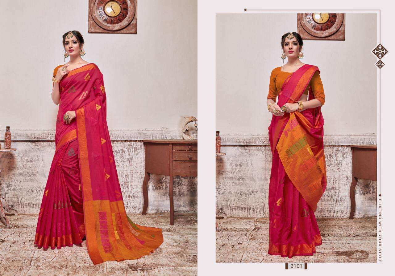KAVERI SILK VOL-11 BY VELLORA 2101 TO 2104 SERIES INDIAN TRADITIONAL WEAR COLLECTION BEAUTIFUL STYLISH FANCY COLORFUL PARTY WEAR & OCCASIONAL WEAR BANARASI COTTON SILK SAREES AT WHOLESALE PRICE