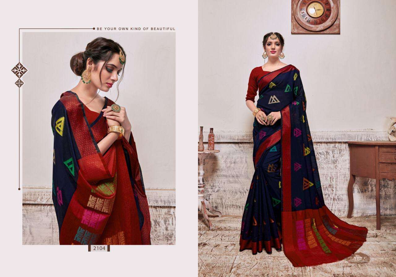 KAVERI SILK VOL-11 BY VELLORA 2101 TO 2104 SERIES INDIAN TRADITIONAL WEAR COLLECTION BEAUTIFUL STYLISH FANCY COLORFUL PARTY WEAR & OCCASIONAL WEAR BANARASI COTTON SILK SAREES AT WHOLESALE PRICE