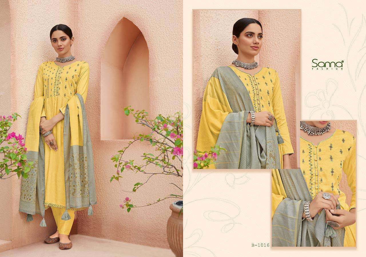 BENAZIR BY SANNA FASHION 1009 TO 1018 SERIES BEAUTIFUL SUITS COLLECTION BEAUTIFUL STYLISH FANCY COLORFUL CASUAL WEAR & ETHNIC WEAR PURE AZ COTTON JAM SILK DRESSES AT WHOLESALE PRICE