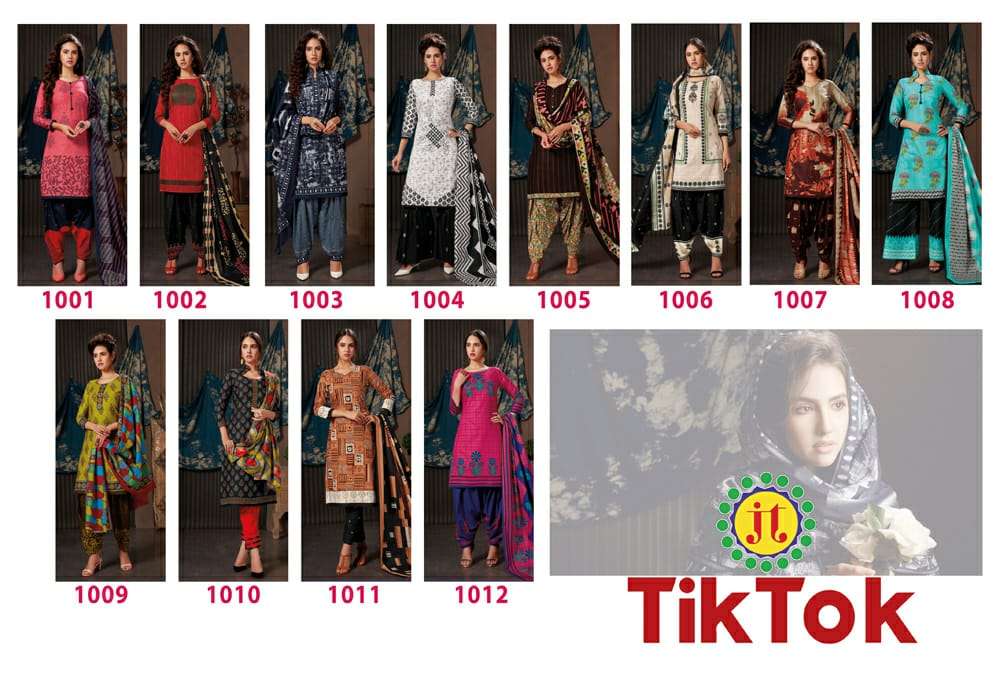 TIK TOK BY JT 1001 TO 1012 SERIES DESIGNER SUITS BEAUTIFUL FANCY COLORFUL STYLISH PARTY WEAR & OCCASIONAL WEAR PURE LAWN COTTON PRINTED DRESSES AT WHOLESALE PRICE