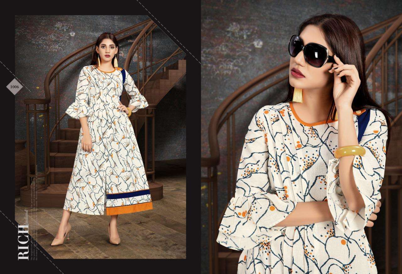 Kavya By Alishka Fashion 1001 To 1008 Series Beautiful Stylish Fancy Colorful Casual Wear & Ethnic Wear & Ready To Wear Tusar Cotton Printed Kurtis At Wholesale Price