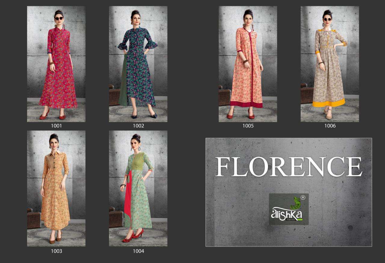 Florance By Alishka Fashion 1001 To 1006 Series Beautiful Stylish Fancy Colorful Casual Wear & Ethnic Wear Cotton Slub Printed Kurtis At Wholesale Price