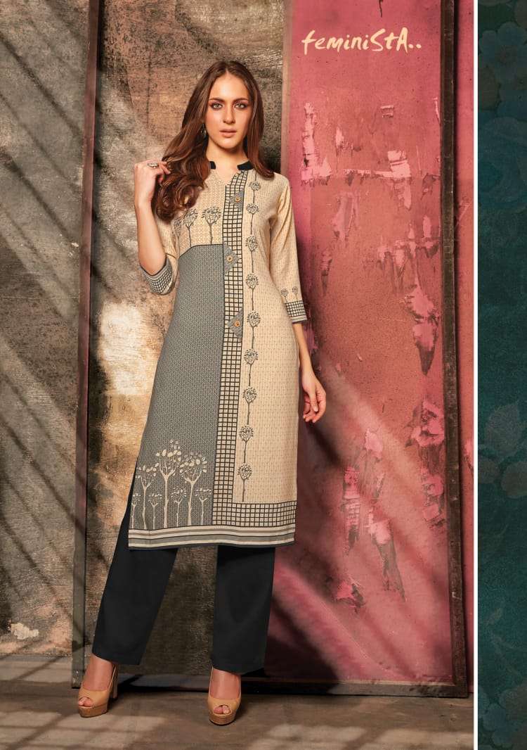 FLORENCE VOL-3 BY FEMINISTA 1001 TO 1008 SERIES BEAUTIFUL COLORFUL STYLISH FANCY CASUAL WEAR & READY TO WEAR RAYON DIGITAL RPINTED KURTIS AT WHOLESALE PRICE