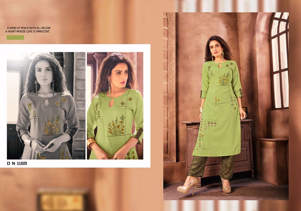 MANYA BY ROYAL COLLECTION 1168 TO 1173 SERIES STYLISH FANCY BEAUTIFUL COLORFUL CASUAL WEAR & ETHNIC WEAR COTTON LINEN WITH EMBROIDERY KURTIS AT WHOLESALE PRICE