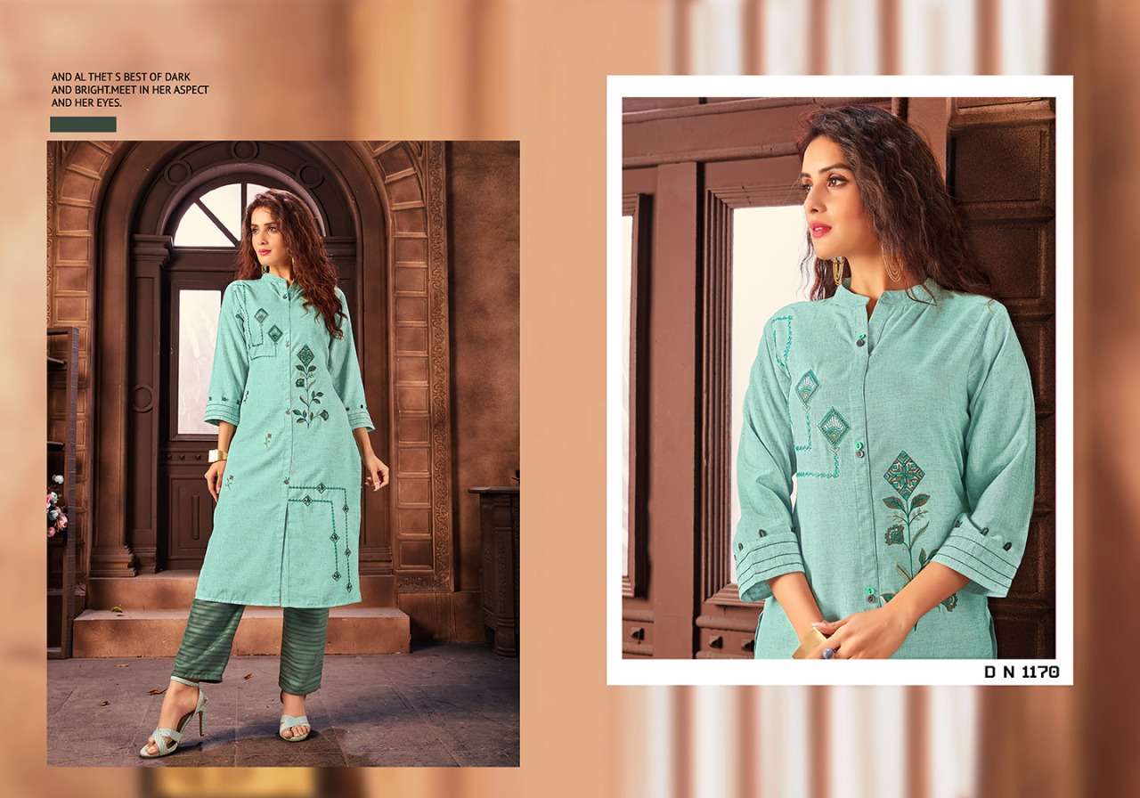 MANYA BY ROYAL COLLECTION 1168 TO 1173 SERIES STYLISH FANCY BEAUTIFUL COLORFUL CASUAL WEAR & ETHNIC WEAR COTTON LINEN WITH EMBROIDERY KURTIS AT WHOLESALE PRICE