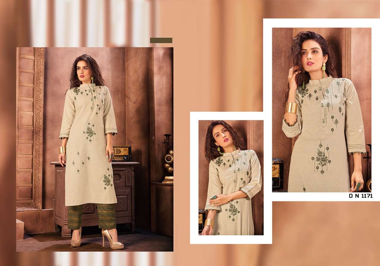 MANYA BY ROYAL COLLECTION 1168 TO 1173 SERIES STYLISH FANCY BEAUTIFUL COLORFUL CASUAL WEAR & ETHNIC WEAR COTTON LINEN WITH EMBROIDERY KURTIS AT WHOLESALE PRICE