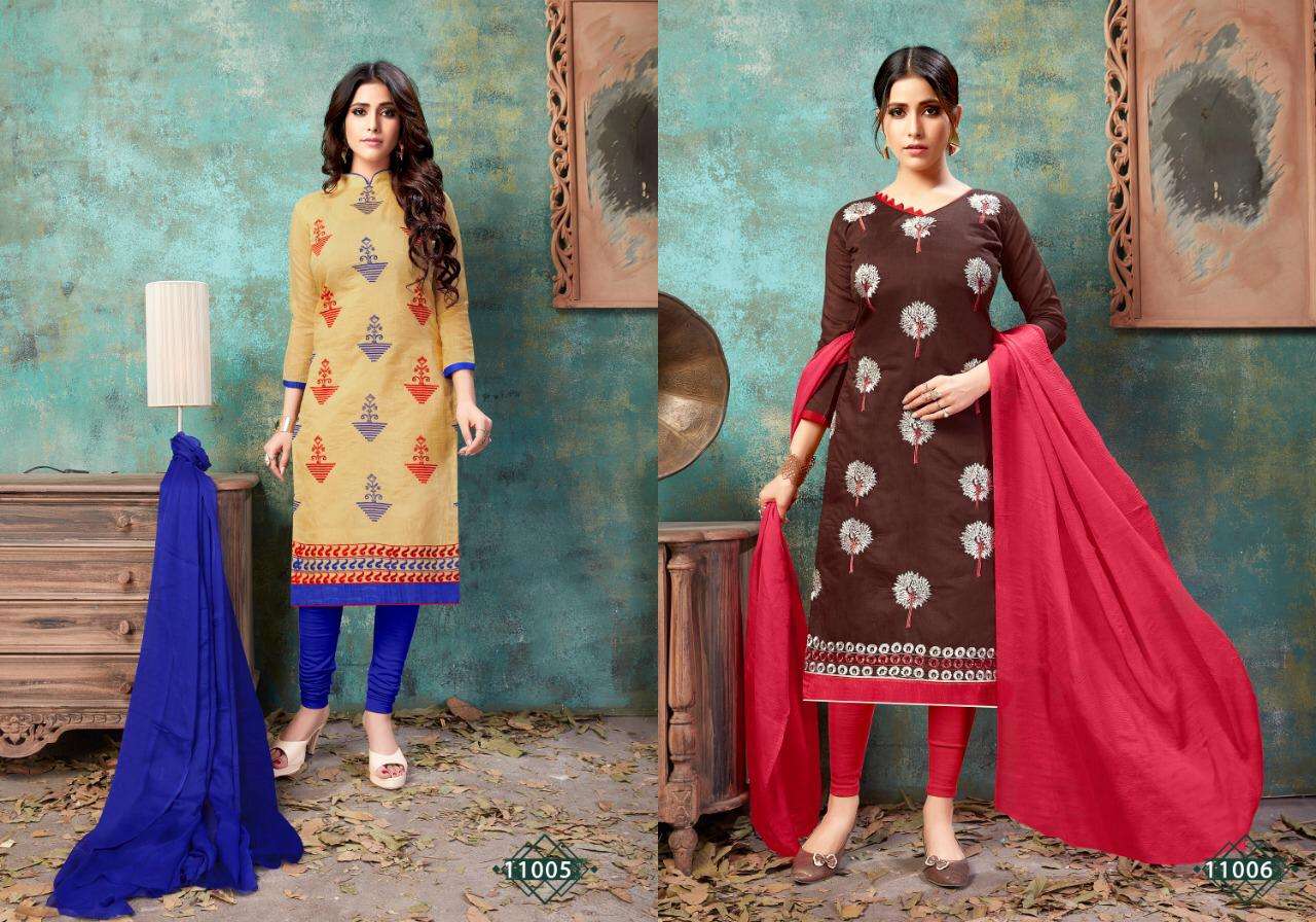 Rasili Vol-11 By Rahul Nx 11001 To 11010 Series Beautiful Winter Suits Collection Stylish Fancy Colorful Casual Wear & Ethnic Wear Chanderi Cotton Embroidery Work  Dresses At Wholesale Price