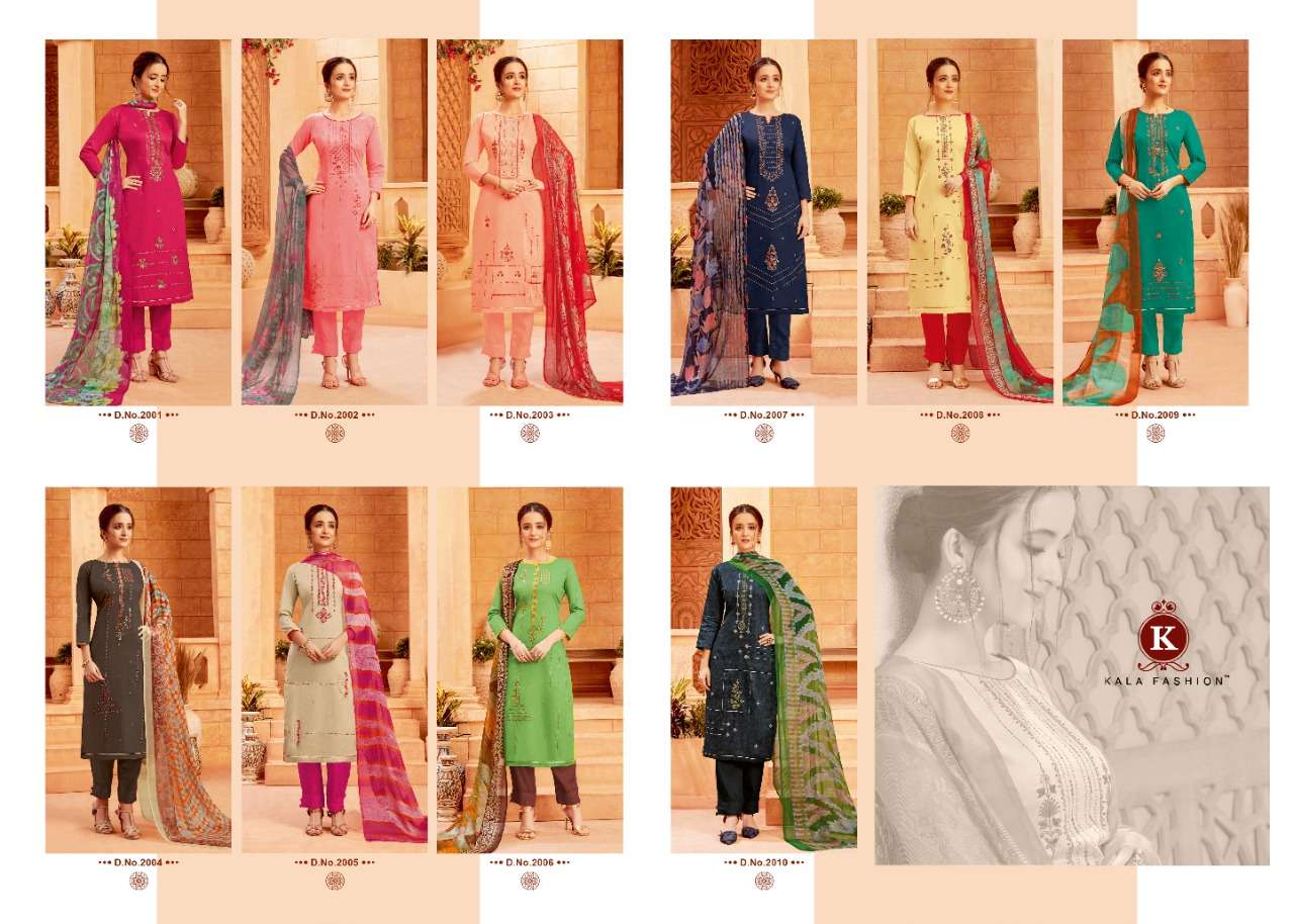 PUNJAB EXPRESS 2001 SERIES BY KALA FASHION 2001 TO 2010 SERIES DESIGNER SUITS BEAUTIFUL STYLISH FANCY COLORFUL PARTY WEAR & ETHNIC WEAR JAM SATIN WITH EMBROIDERY DRESSES AT WHOLESALE PRICE