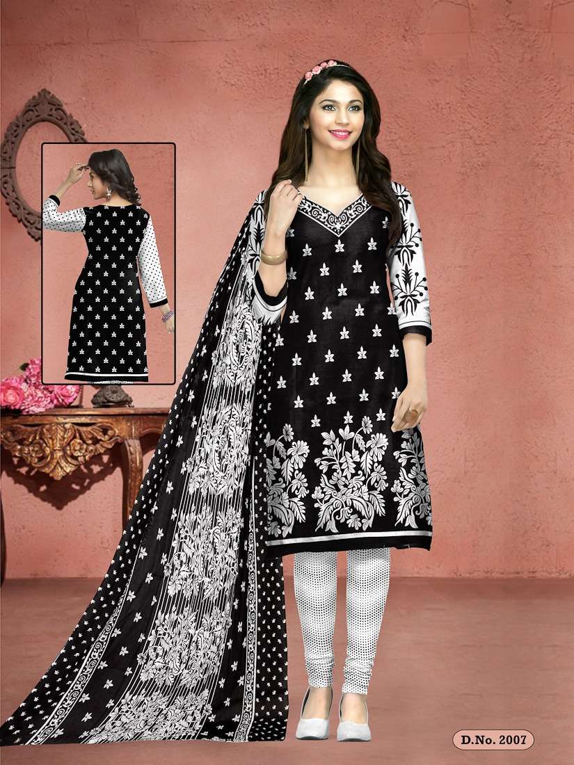 DHOOM BALCK AND WHITE BY MEENAXI 2001 TO 2010 SERIES BEAUTIFUL SUITS COLORFUL STYLISH FANCY CASUAL WEAR & ETHNIC WEAR COTTON PRINTED DRESSES AT WHOLESALE PRICE