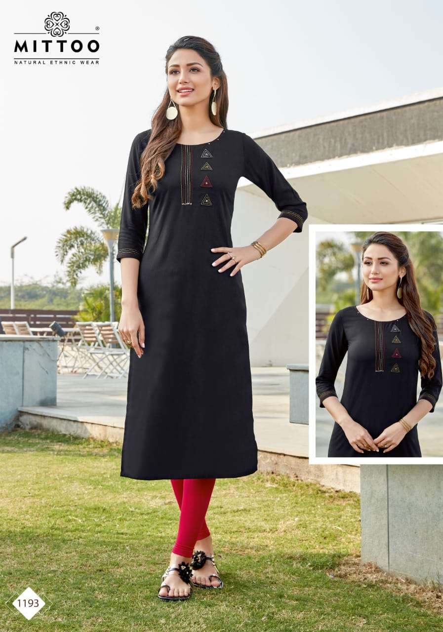 PALAK VOL-21 BY MITTOO 188 TO 195 SERIES BEAUTIFUL STYLISH FANCY COLORFUL CASUAL WEAR & ETHNIC WEAR & READY TO WEAR HEAVY RAYON KURTIS AT WHOLESALE PRICE
