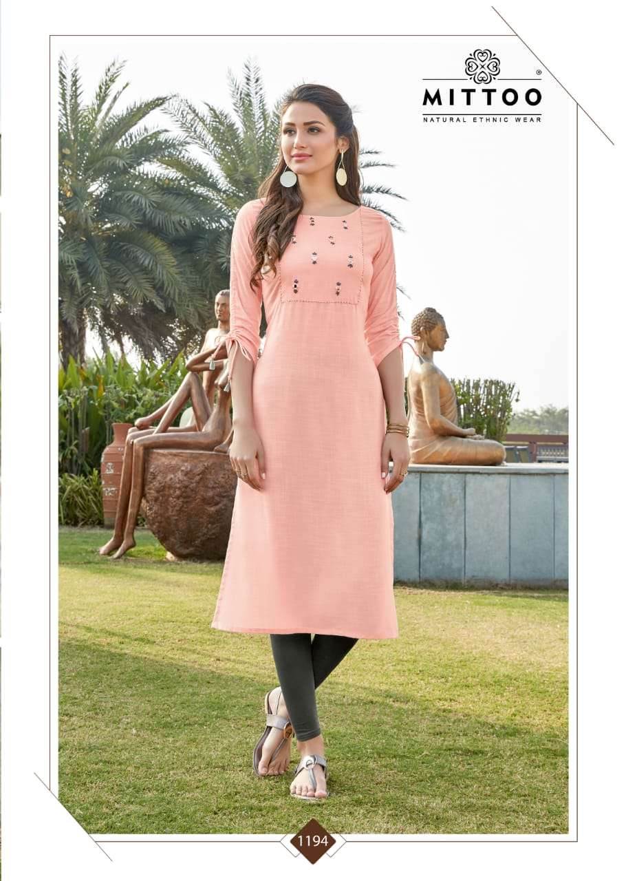 PALAK VOL-21 BY MITTOO 188 TO 195 SERIES BEAUTIFUL STYLISH FANCY COLORFUL CASUAL WEAR & ETHNIC WEAR & READY TO WEAR HEAVY RAYON KURTIS AT WHOLESALE PRICE