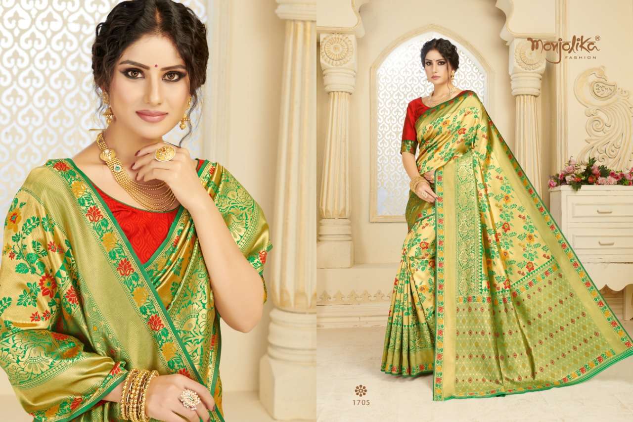 Vartika Vol-17 By Monjolika 1701 To 1706 Series Indian Traditional Wear Collection Beautiful Stylish Fancy Colorful Party Wear & Occasional Wear Silk Blend Sarees At Wholesale Price