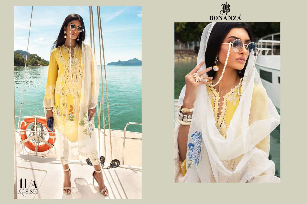 NOOR SPECIAL EDITION VOL-3 BY BONANZA 8890 TO 8891 SERIES BEAUTIFUL SUITS COLORFUL STYLISH FANCY CASUAL WEAR & ETHNIC WEAR HEAVY LAWN WITH EMBROIDERY DRESSES AT WHOLESALE PRICE