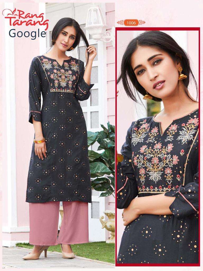 GOOGLE BY RANG TRANG 1001 TO 1006 SERIES BEAUTIFUL COLORFUL STYLISH FANCY CASUAL WEAR & ETHNIC WEAR & READY TO WEAR RAYON PRINTED KURTIS AT WHOLESALE PRICE