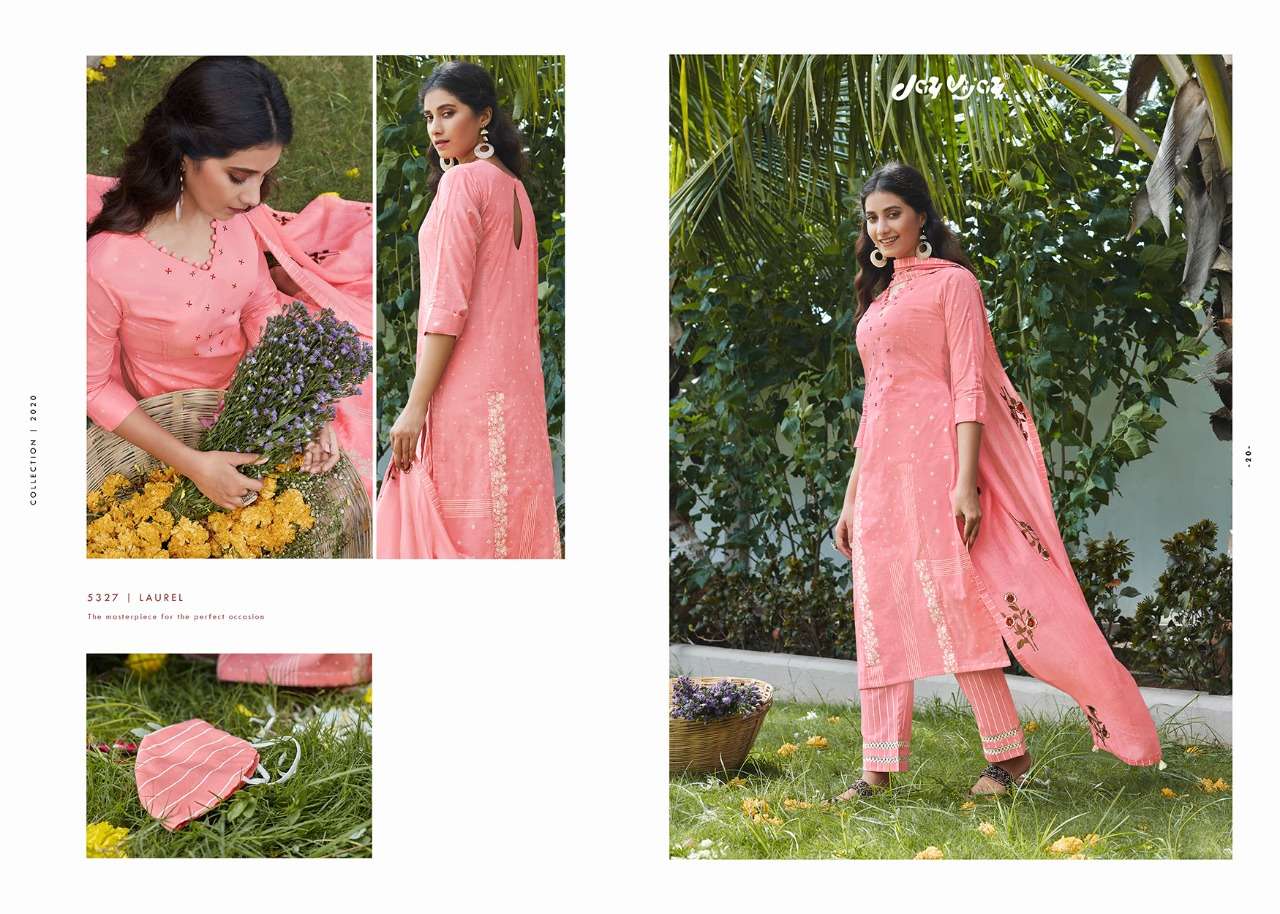 LAUREL VOL-2 BY JAY VIJAY 5321 TO 5330 SERIES BEAUTIFUL SUITS STYLISH FANCY COLORFUL PARTY WEAR & ETHNIC WEAR LAWN COTTON KHADI PRINTED DRESSES AT WHOLESALE PRICE