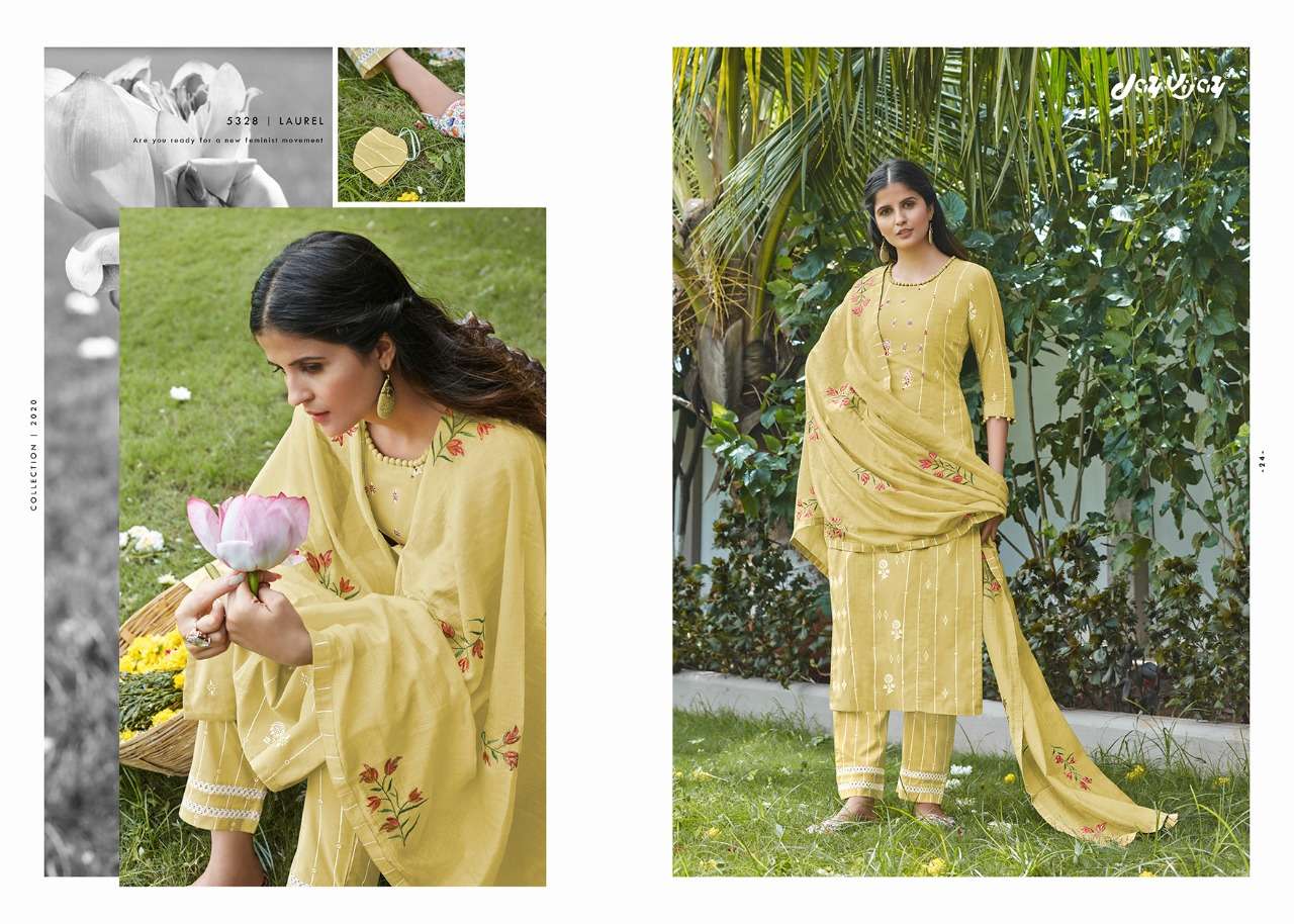 LAUREL VOL-2 BY JAY VIJAY 5321 TO 5330 SERIES BEAUTIFUL SUITS STYLISH FANCY COLORFUL PARTY WEAR & ETHNIC WEAR LAWN COTTON KHADI PRINTED DRESSES AT WHOLESALE PRICE