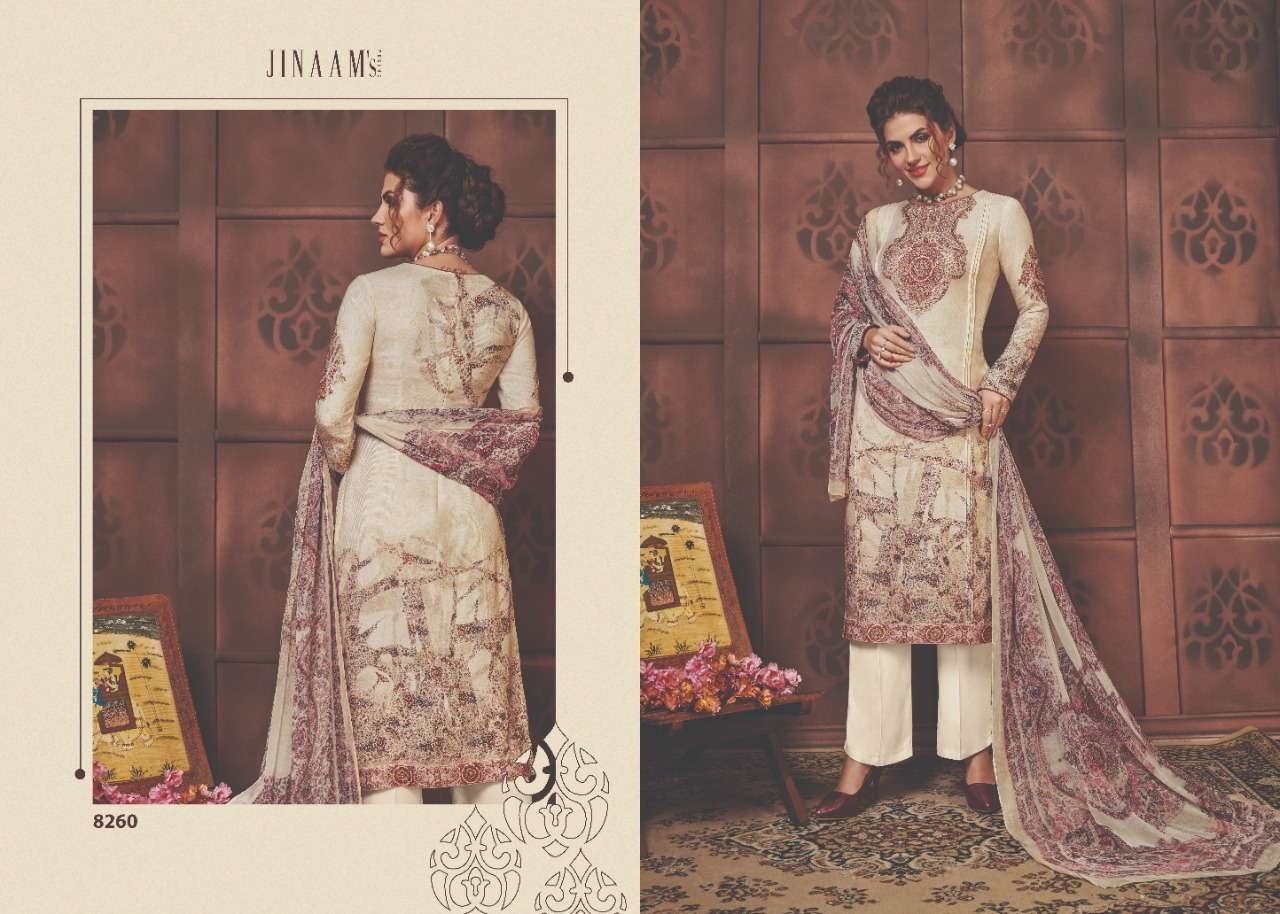 ELISSA BY JINAAM DRESSES 8256 TO 8261 SERIES BEAUTIFUL SUITS STYLISH FANCY COLORFUL PARTY WEAR & ETHNIC WEAR COTTON SATIN DIGITAL PRINTED DRESSES AT WHOLESALE PRICE