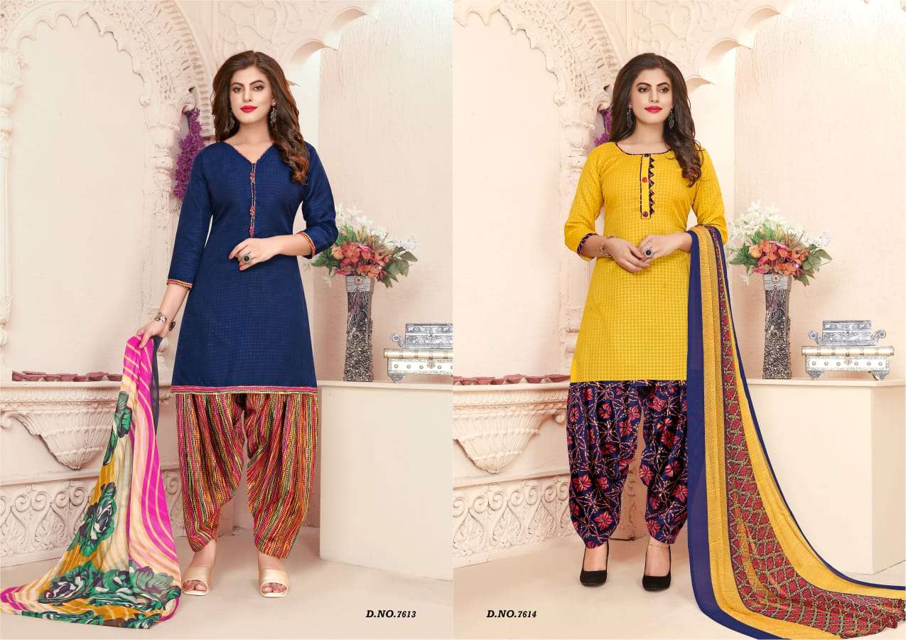 SHANDAR VOL-2 BY VISHNU PRINTS 7613 TO 7614 SERIES BEAUTIFUL SUITS STYLISH FANCY COLORFUL PARTY WEAR & ETHNIC WEAR SPUN DOBBY PRINTED DRESSES AT WHOLESALE PRICE