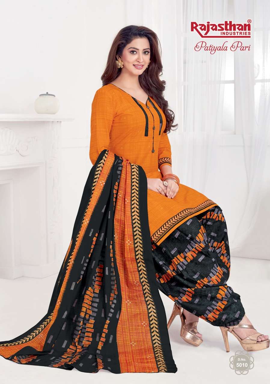 PATIYALA PARI VOL-5 BY RAJASTHAN INDUSTRIES 5001 TO 5018 SERIES BEAUTIFUL STYLISH PATIALA SUITS FANCY COLORFUL CASUAL WEAR & ETHNIC WEAR & READY TO WEAR COTTON PRINTED DRESSES AT WHOLESALE PRICE