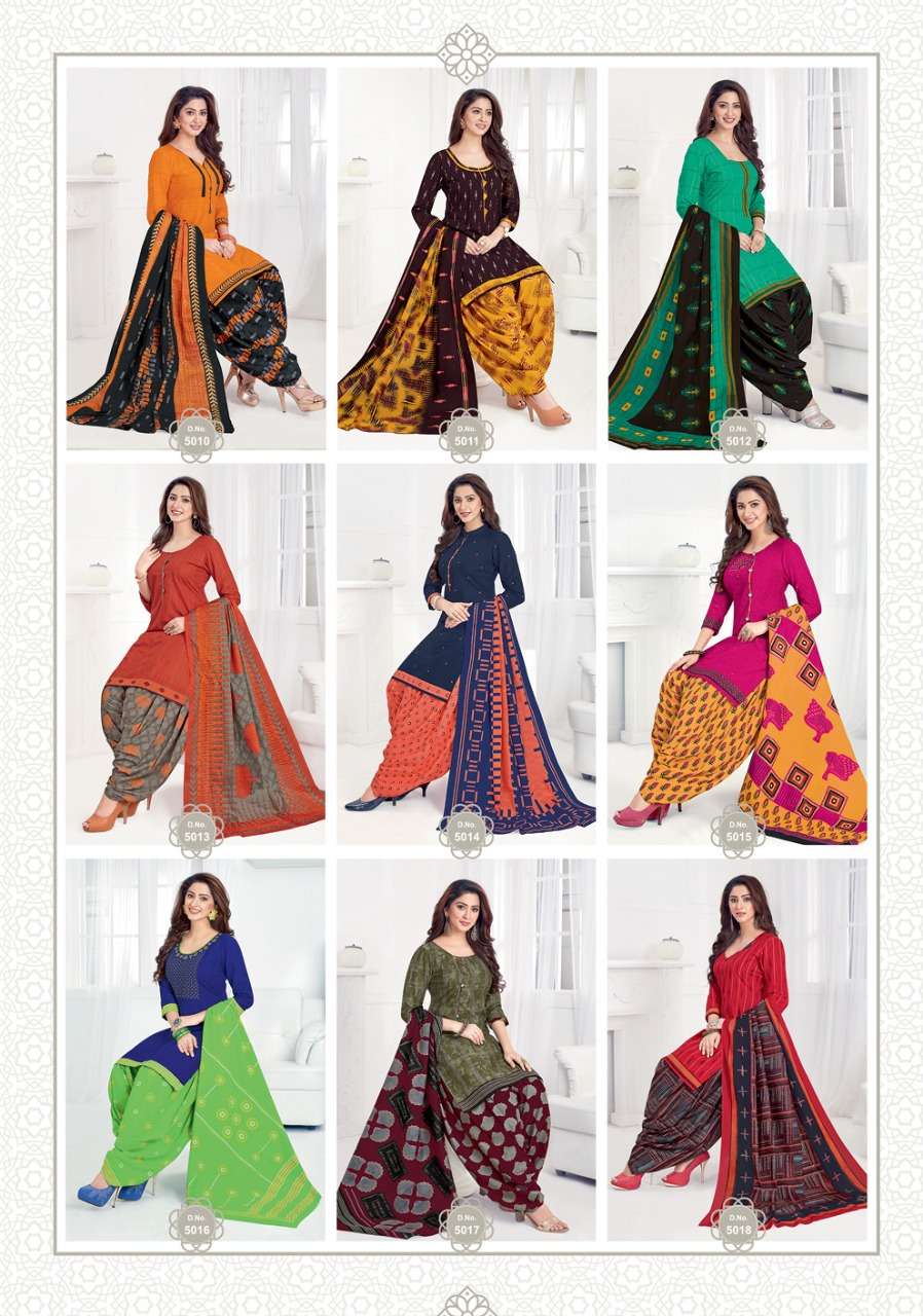 PATIYALA PARI VOL-5 BY RAJASTHAN INDUSTRIES 5001 TO 5018 SERIES BEAUTIFUL STYLISH PATIALA SUITS FANCY COLORFUL CASUAL WEAR & ETHNIC WEAR & READY TO WEAR COTTON PRINTED DRESSES AT WHOLESALE PRICE