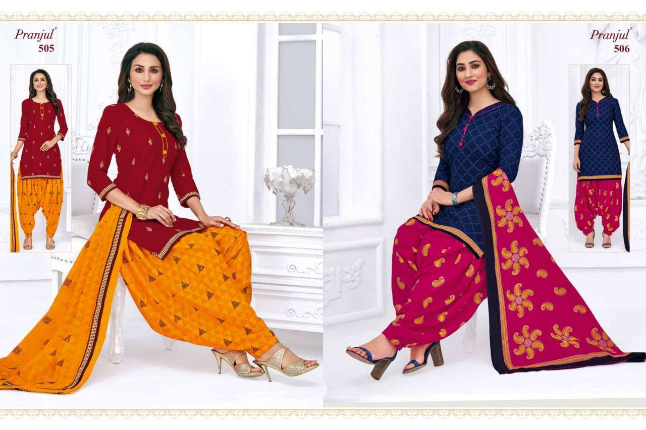PRIYANKA VOL-5 BY PRANJUL CREATION 501 TO 530 SERIES BEAUTIFUL STYLISH PATIALA SUITS FANCY COLORFUL CASUAL WEAR & ETHNIC WEAR & READY TO WEAR COTTON PRINTED DRESSES AT WHOLESALE PRICE
